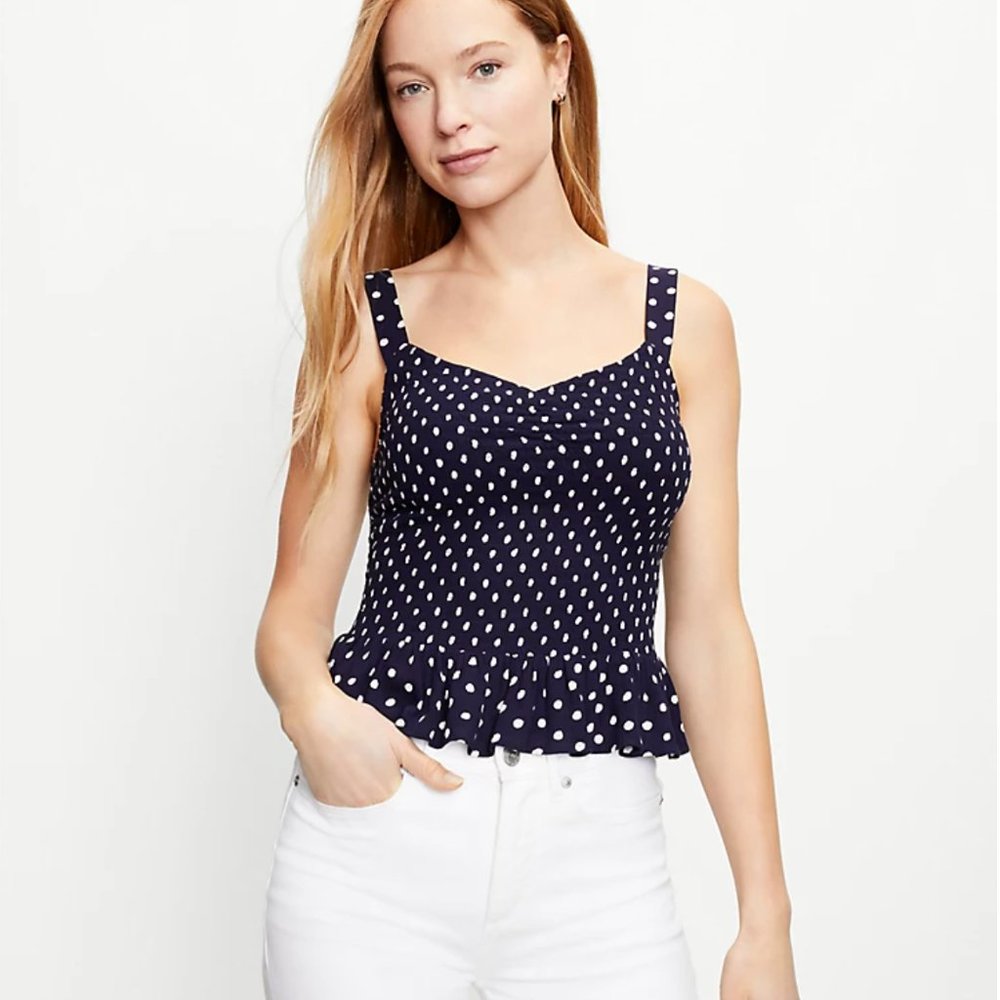 Dotted Smocked Peplum Cami